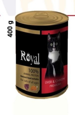 کنسرو رویال کوکوباطعم مرغ و جگر گربه 400گرمی