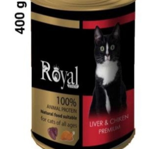کنسرو رویال کوکوباطعم مرغ و جگر گربه 400گرمی